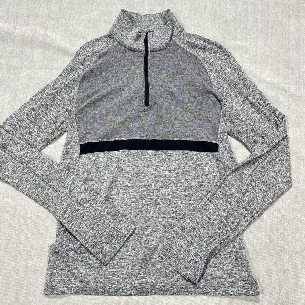 Nike Running Shirt Mens Large Gray Dri Fit 1/4 Zip Pullover Golf Workout Jogging
